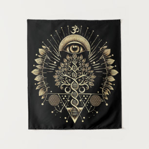 Tapete De Parede Árvore Cósmica da Vida - DNA e Geometria Sagrada