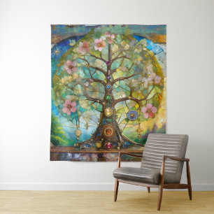 Tapete De Parede Árvore Da Vida Em Flor Dos 7 Chakras