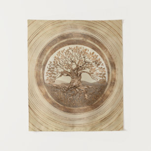 Tapete De Parede Árvore da vida - Yggdrasil Pastel Dourado