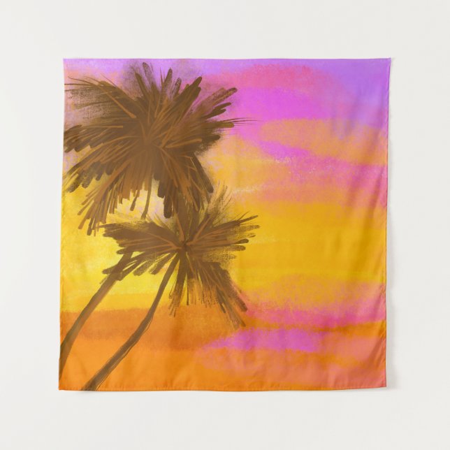 Tapete De Parede Árvore de coco, tema de verão tropical. (Frente)
