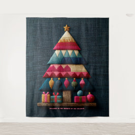 Tapete De Parede Árvore de Natal com Textura de Tecido Acolchoado