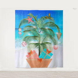 Tapete De Parede Árvore de Natal na Decoração do Oceano da Praia 