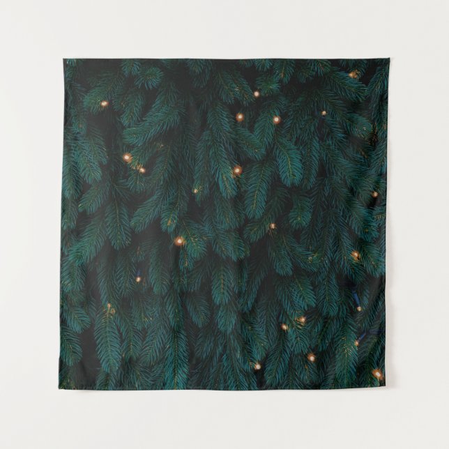 TAPETE DE PAREDE ÁRVORE DE NATAL VERDE COM LUZES (Frente)