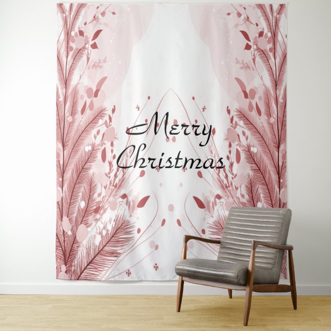 Tapete De Parede Árvore de Natal Vermelha de Pinheiro com Neve Deco (In Situ)