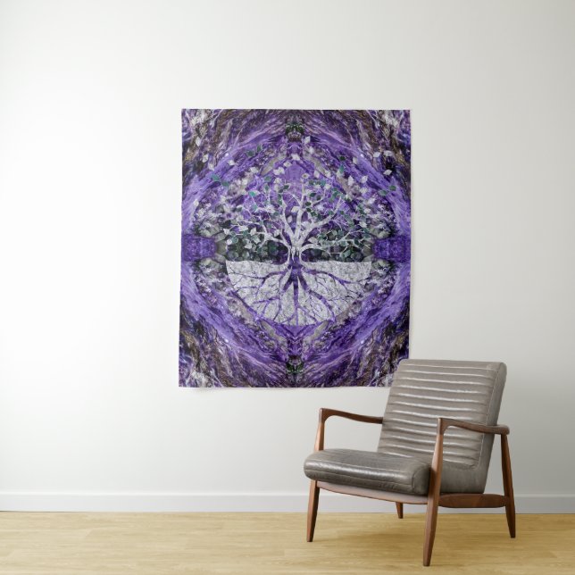 Tapete De Parede Árvore de vida de prata Yggdrasil em Geode (In Situ)