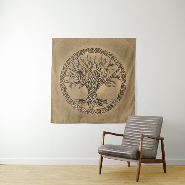 Tapete De Parede Árvore de vida - Yggdrasil - canvas do Sepia (In Situ)