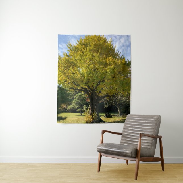 Tapete De Parede Árvore Ginkgo de Amarelo Ouro (In Situ)