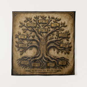 Tapete De Parede Árvore Judaica da Vida Bênçãos Hebraicas 