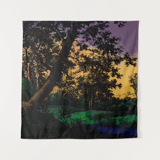 Tapete De Parede Árvores ao pôr do sol (Frente)