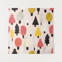 Árvores de Doodle: Vintage, Natureza Abstrato.