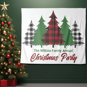 Tapete De Parede Árvores de Natal Xadrez Vermelho Cabine de Fotos d