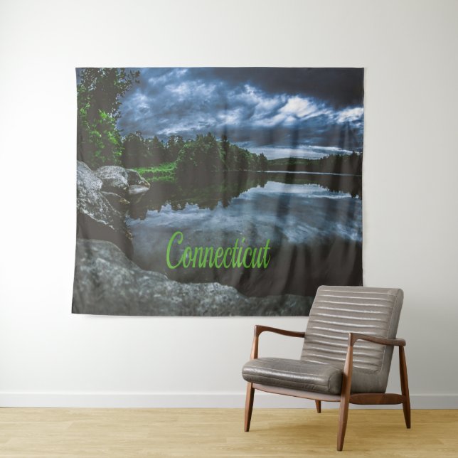 Tapete De Parede Árvores do belo lago de Connecticut (In Situ (Horizontal))