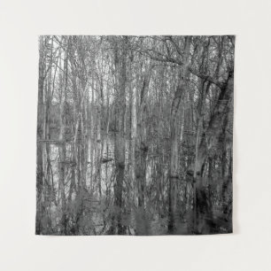 Tapete De Parede Árvores em uma floresta em preto e branco. beleza