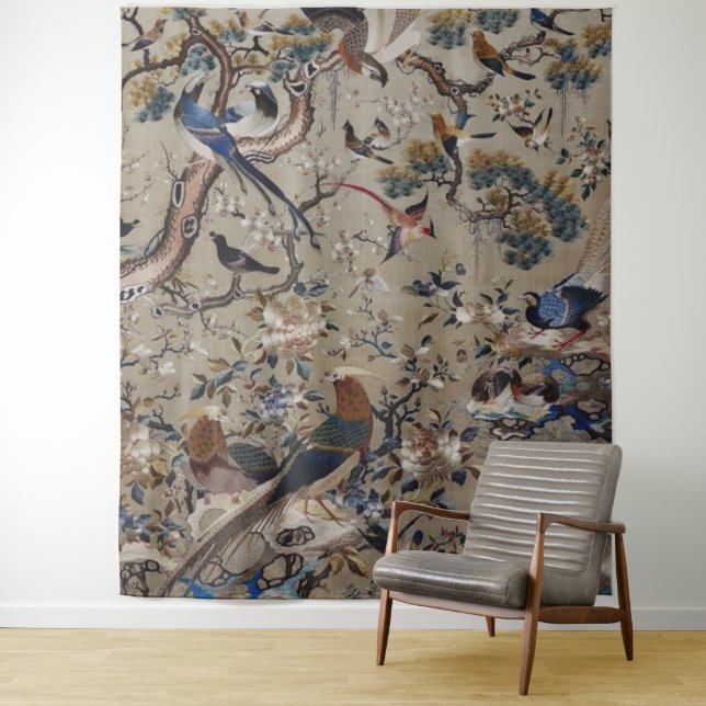 Tapete De Parede Asiático,antigo,seda,Pintura,natureza,Aves,vindima (In Situ)