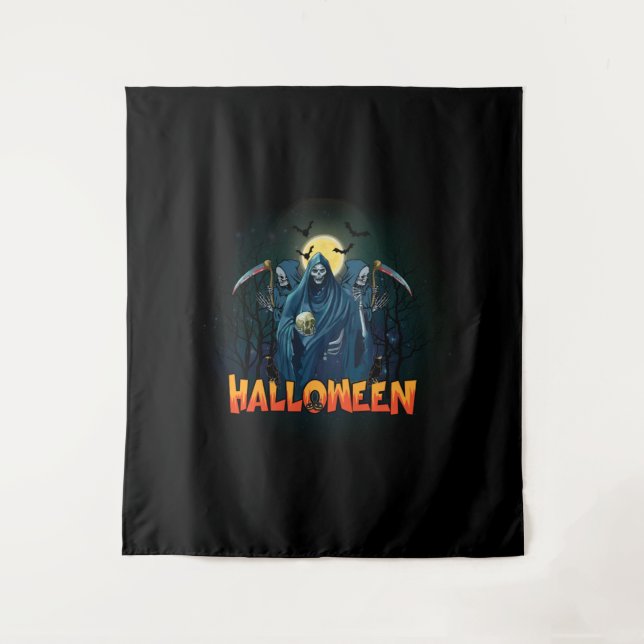 Tapete De Parede Assustador Esqueleto Noturno Halloween, Meu Humor  (Frente)