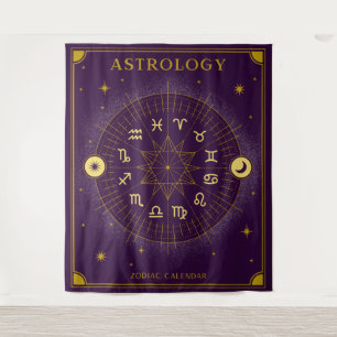 Tapete De Parede Astrologia Calendário Zodiac - Roxo
