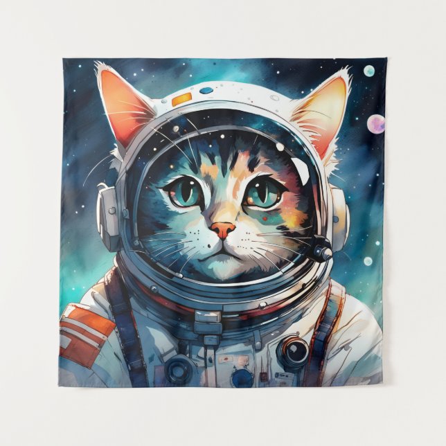 Tapete De Parede Astronauta de gato fantástico (Frente)