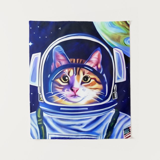 Tapete De Parede Astronauta Gato no Espaço (Frente)