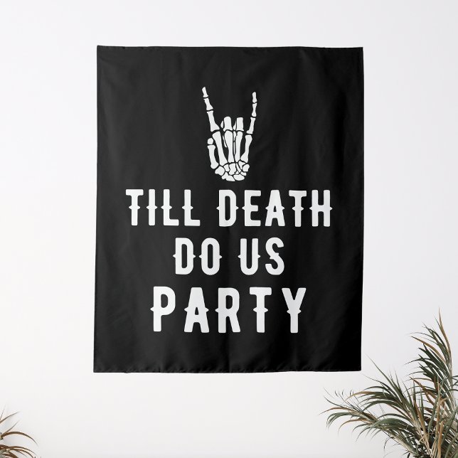 Tapete De Parede Até que a Morte nos Separe Fundo Preto Esqueleto (Till Death Do Us Party Backdrop Skeleton Black
)