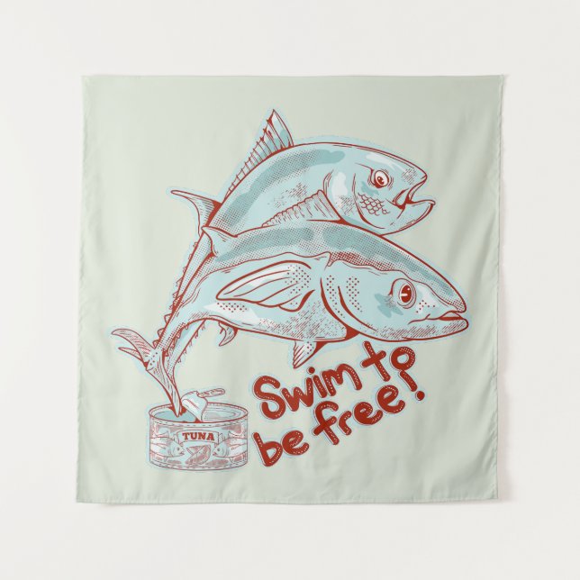 Tapete De Parede Atum Peixe que escava uma lata (Frente)