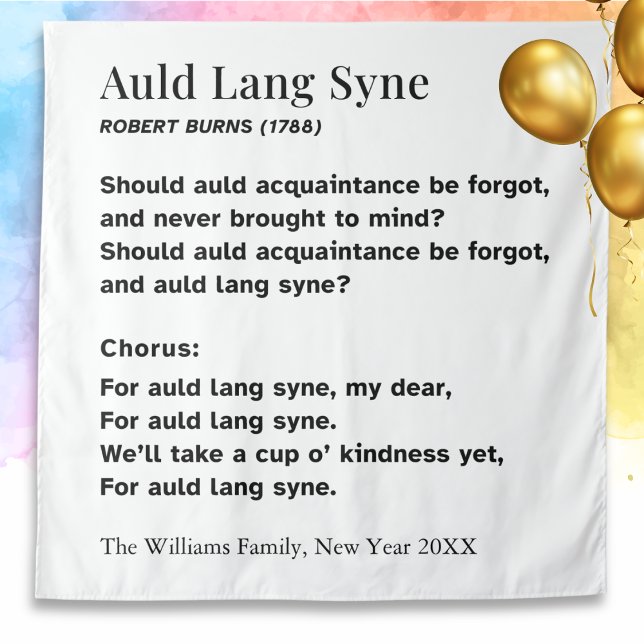 Tapete De Parede Auld Lang Syne Words for New Year - Personalized (A poster with words from 'Auld Lang Syne' by Robert Burns, typically sung at New Year celebrations)
