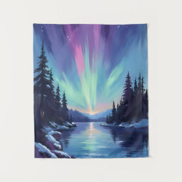 Tapete De Parede Aurora Boreal | Luzes do Norte Aquarela
