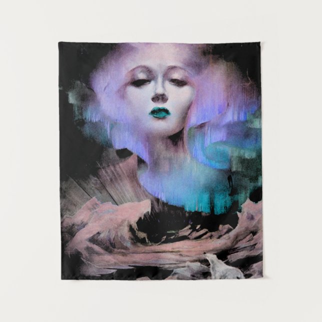 Tapete De Parede Aurora por Clive Henry azul turquesa noite roxa (Frente)