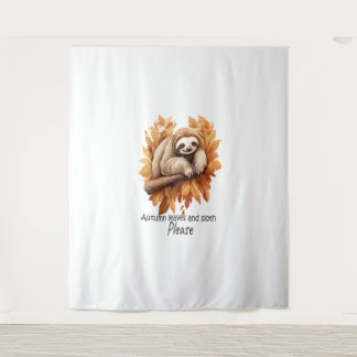 Tapete De Parede Autumn Leaves e Sloth, por favor