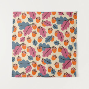 Tapete De Parede Autumn Oak: Leaves e Acorns Pattern