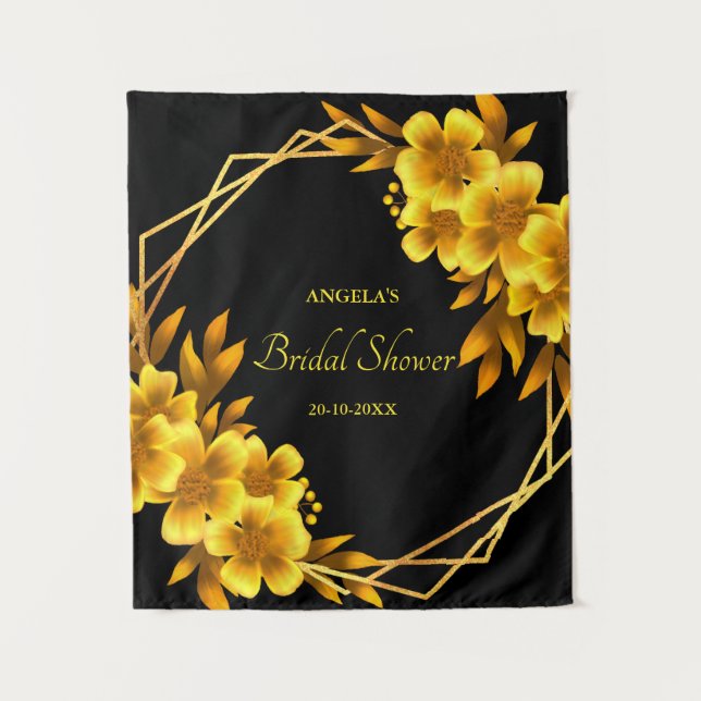 Tapete De Parede Autumn romance faux gold yellow florométrico (Frente)