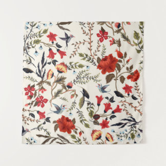 Tapete De Parede Aves e Flores: Design Floral sem costura