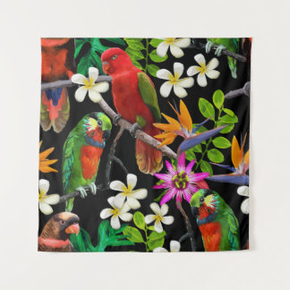 Tapete De Parede aves exóticas e flores lindas