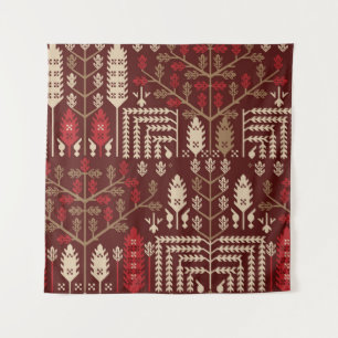 Tapete De Parede Aves Flores Azul Escuro Padrão