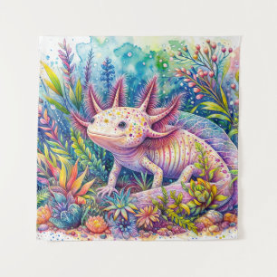Tapete De Parede Axolotl Botanical Watercolor Art