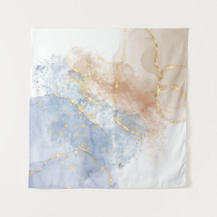 Tapete De Parede Azul abstrato, Taupe e Dourado