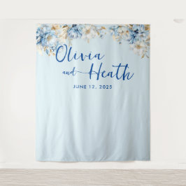 Tapete De Parede Azul, Azul, Floral Dourado