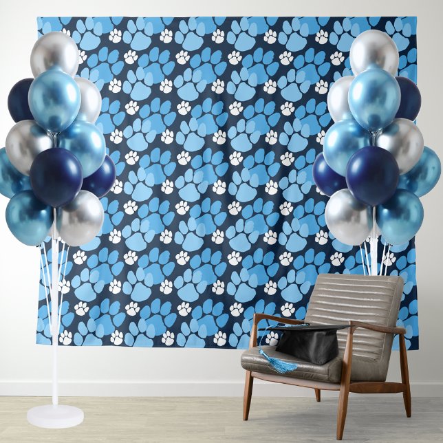 Tapete De Parede Azul-bebê claro e Marinho reproduzindo plano de fu (Baby Blue and Navy Blue Pawprint Repeating Background for Photo booths, backdrops and more!)