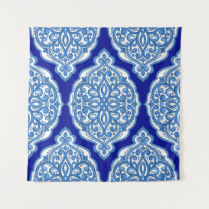 Tapete De Parede Azul-branco-luxo, ornamento turco.
