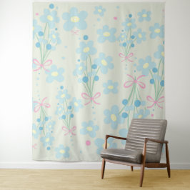 Tapete De Parede Azul Suave e Harmonia Rosa