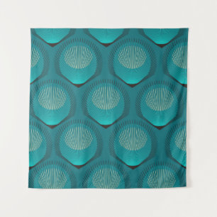 Tapete De Parede Azulejo Azul de Penas Peacock Estilizadas