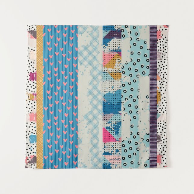 Tapete De Parede Azulejo de Patchwork (Design de padrões) (Frente)