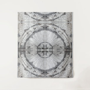 Tapete De Parede Azulejo de teto do círculo branco antigo