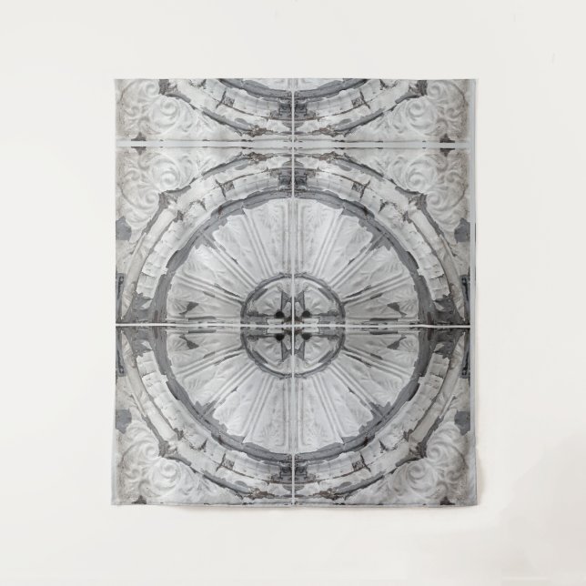 Tapete De Parede Azulejo de teto do círculo branco antigo (Frente)