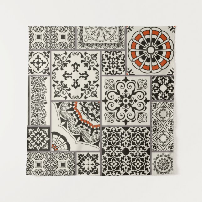 Tapete De Parede Azulejo sem falhas com o Islã, árabe, indiano (Frente)