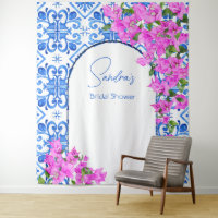 Azulejos Azuis Bougainvillea elegante fundo para f