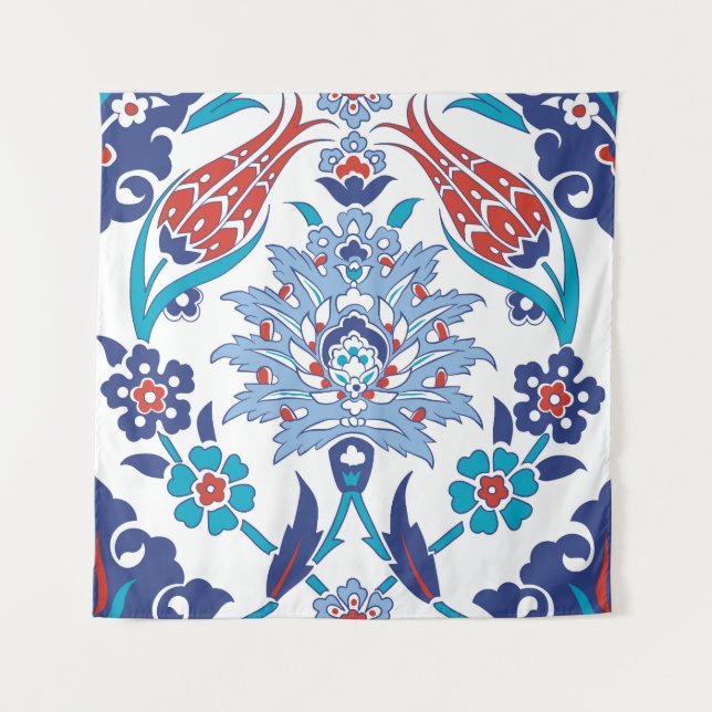 Tapete De Parede Azulejos de Iznik Turcos: padrão de colheita. (Frente)