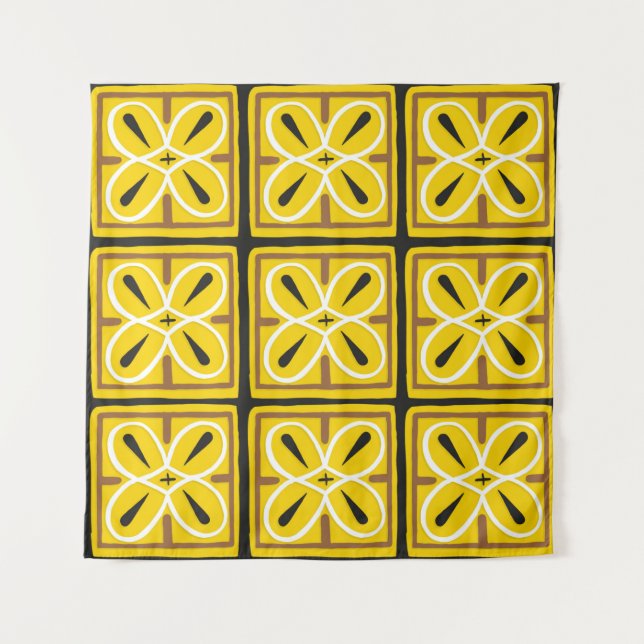 Tapete De Parede Azulejos de safra, padrão de ilustração (Frente)