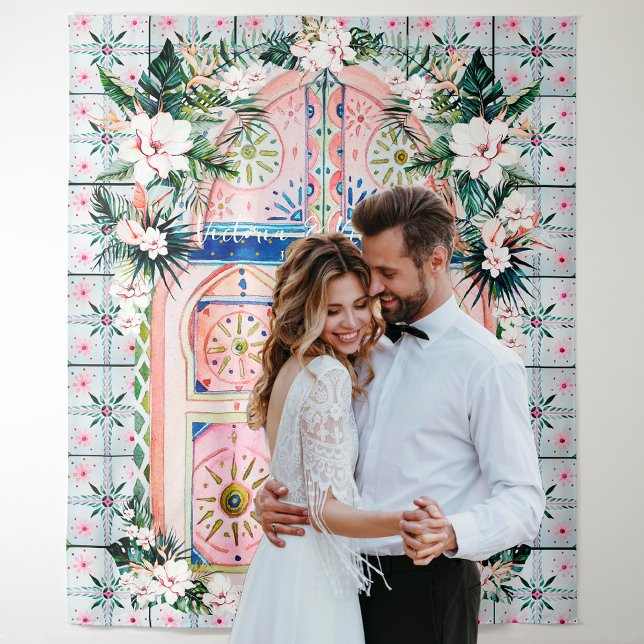 Tapete De Parede Azulejos | Tropic Wedding Photo Booth (Criador carregado)