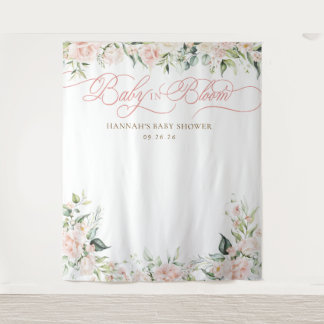 Tapete De Parede Baby in Bloom Florals Baby Shower Backdrop