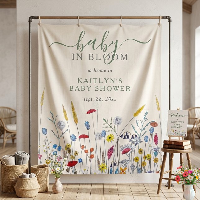 Tapete De Parede Baby in Bloom Wildflower Meadow Baby Shower (Criador carregado)